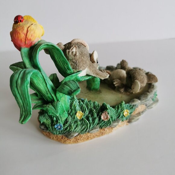 Waterslide Cute Mice Spring Flowers Fitz & Floyd Charming Tail Mouse Ladybug - Picture 4 of 10
